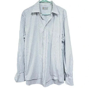 MISSONI men's blue stripe button shirt 16.5